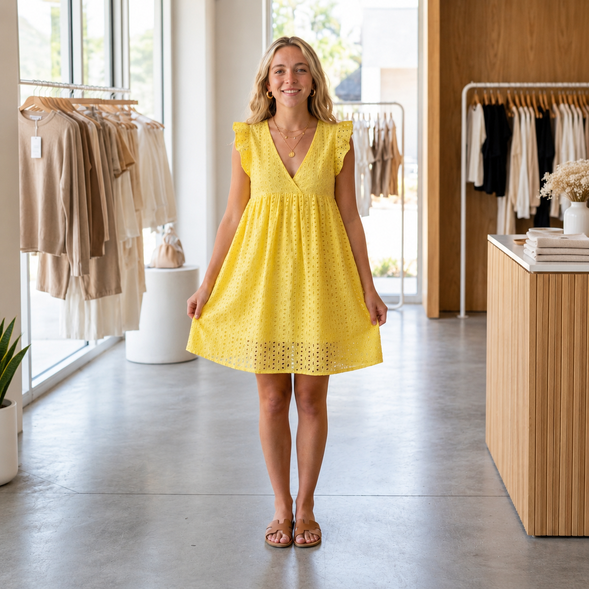 Vestido con bolsillos y shorts integrados