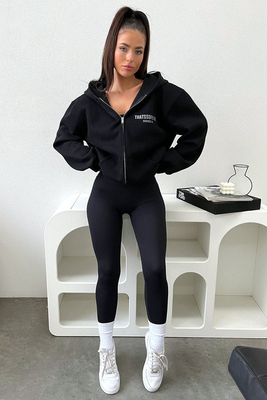 Serie 6 Sudadera con capucha y cremallera - Negro