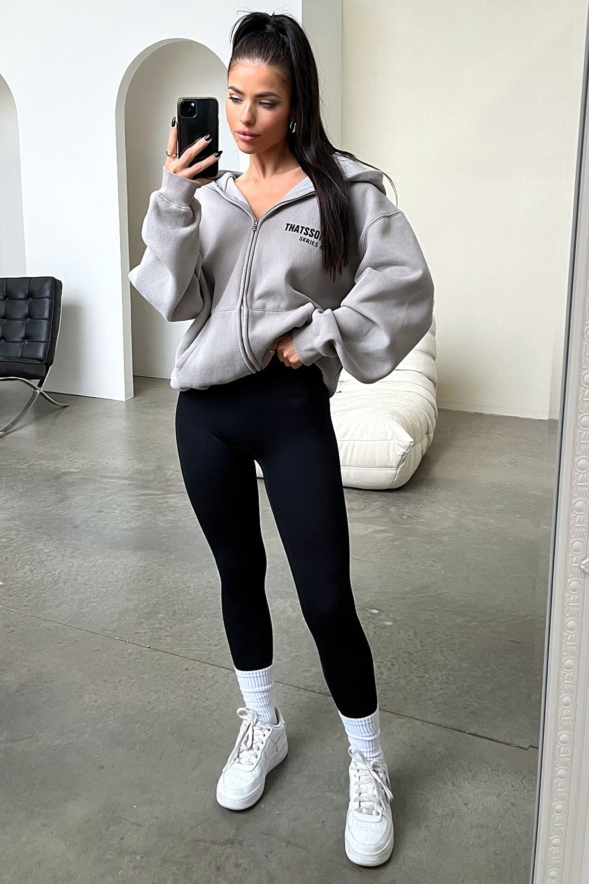 Sudadera con capucha con cremallera - Gris