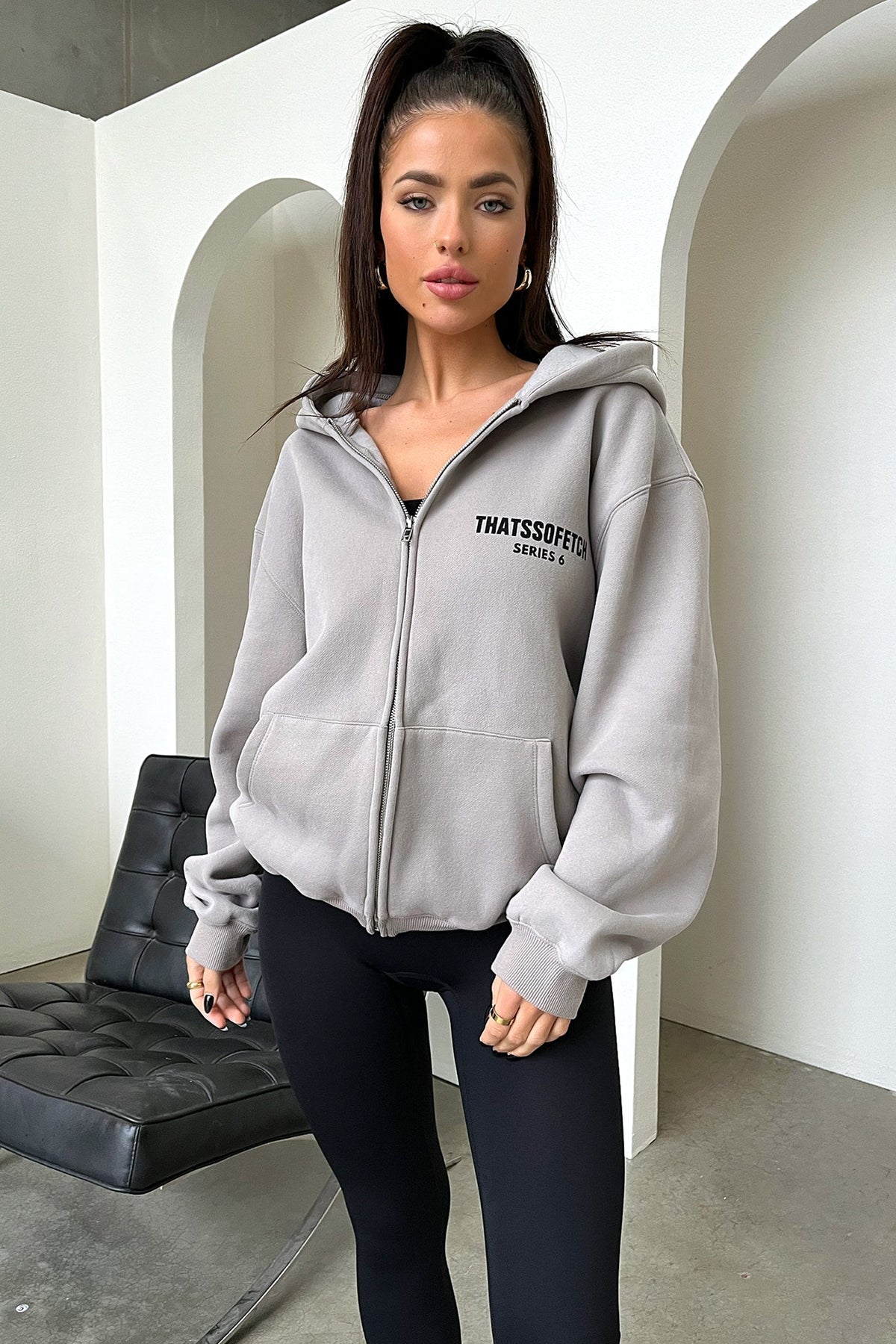 Sudadera con capucha con cremallera - Gris