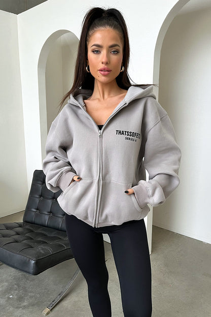 Sudadera con capucha con cremallera - Gris